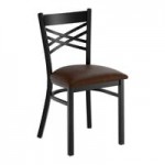 Lancaster Table & Seating Black Finish Cross Back Chair with Vintage Wood Seat - Detached Seat
