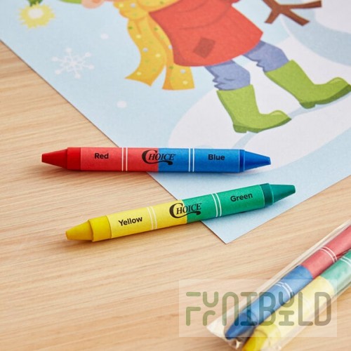 Choice 2-Pack Double-Sided Kids' Restaurant Crayons in Cello Wrap - 1,000/Case