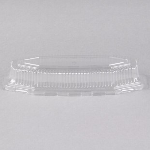 Fineline 9215-L Flairware Clear PET Plastic Serving Boat Dome Lid - 150/Case Fineline 9215-L Flairware Clear PET Plastic Serving Boat Dome Lid - 150/Case