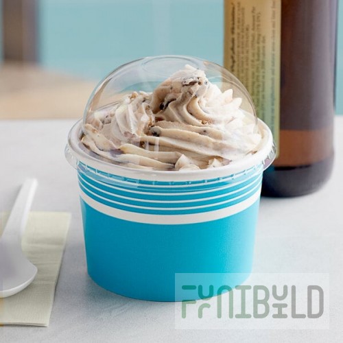 Choice 12 oz. Blue Paper Frozen Yogurt / Food Cup with Dome Lid - 50/Case
