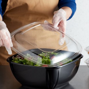 Fineline 15816L-L Super Bowl Plus Clear Dome PET Plastic Lid for 80 and 160 oz. Extra Large Square Bowls - 5/Pack Fineline 15816L-L Super Bowl Plus Clear Dome PET Plastic Lid for 80 and 160 oz. Extra Large Square Bowls - 5/Pack