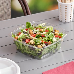 Sabert Catering Pop-Top 80 oz. Clear PET One-Compartment Square Bowl - 50/Case Sabert Catering Pop-Top 80 oz. Clear PET One-Compartment Square Bowl - 50/Case