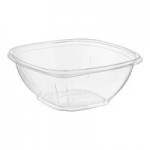 Visions Clear PET Plastic Flat Lid for 8, 12, and 16 oz. Square Bowls - 500/Case