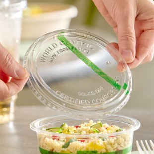 World Centric GreenLight Compliant PLA Plastic Compostable Lid for 8-32 oz. Round Deli Containers - 1,000/Case