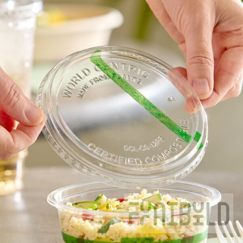World Centric GreenLight Compliant PLA Plastic Compostable Lid for 8-32 oz. Round Deli Containers - 1,000/Case