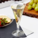 Fineline Tiny Temptations 6414-CL 2 oz. Tiny Barware Clear Plastic 2-Piece Champagne Flute - 120/Case