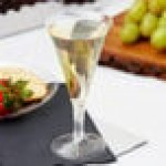 Fineline Tiny Temptations 6414-CL 2 oz. Tiny Barware Clear Plastic 2-Piece Champagne Flute - 120/Case