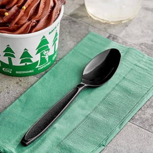 Solo Impress Heavy Weight Black Plastic Teaspoon - 1,000/Case Solo Impress Heavy Weight Black Plastic Teaspoon - 1,000/Case