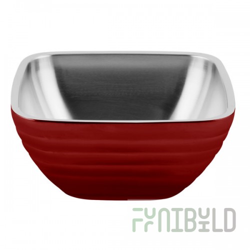 Vollrath 4763715 Double Wall Square Beehive 8.2 Qt. Serving Bowl - Dazzle Red