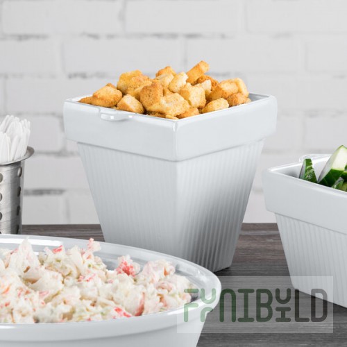TableCraft CW1470GY 2 Qt. Gray Cast Aluminum Square Condiment Bowl