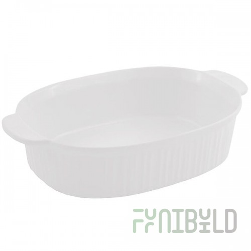 Bon Chef 5055 4 Qt. White Sandstone Finish Cast Aluminum Oval Casserole Dish