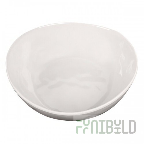 Elite Global Solutions Maya 48 oz. Cream Reactive Glaze Irregular Round Melamine Bowl - 6/Case