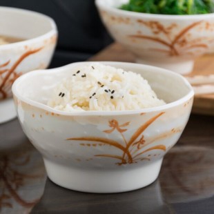 Thunder Group 3706 Gold Orchid 14 oz. Round Melamine Wave Rice Bowl - 12/Case Thunder Group 3706 Gold Orchid 14 oz. Round Melamine Wave Rice Bowl - 12/Case
