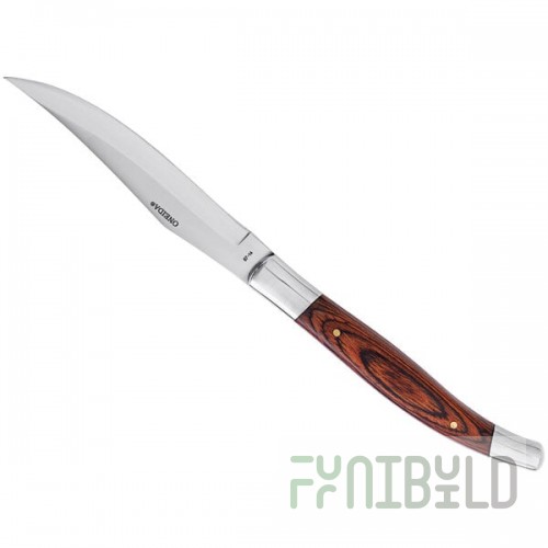 Oneida by 1880 Hospitality B907KSSZ Stainless Steel Smooth Edge Steak Knife with Rustic Wood Handle - 12/Case