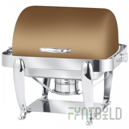 Eastern Tabletop 3117RZ Park Avenue 4 Qt. Rectangular Bronze Coated Stainless Steel Roll Top Chafer