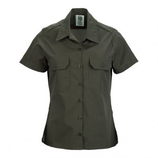 Mercer Culinary Metro Edge Women's Olive Short Sleeve Brewer / Work Shirt - 2XL
