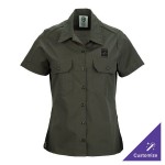 Mercer Culinary Metro Edge Women's Olive Short Sleeve Brewer / Work Shirt - 2XL