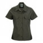 Mercer Culinary Metro Edge Women's Olive Short Sleeve Brewer / Work Shirt - 2XL