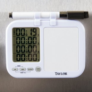 Taylor 5849 Digital 4 Channel 25 Hour Kitchen Timer with White Board and Dry Erase Pen Taylor 5849 Digital 4 Channel 25 Hour Kitchen Timer with White Board and Dry Erase Pen