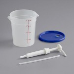 Choice Condiment Pump Kit with 1 oz. Pump and 4 Qt. Round Translucent Container with Blue Lid