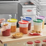 Choice Condiment Pump Kit with 1 oz. Pump and 4 Qt. Round Translucent Container with Blue Lid