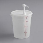 Choice Condiment Pump Kit with 1 oz. Pump and 4 Qt. Round Translucent Container with Blue Lid