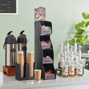 ServSense Black 8-Section Vertical Countertop Condiment Organizer with Header Decals - 5 3/4