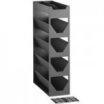 ServSense Black 8-Section Vertical Countertop Condiment Organizer with Header Decals - 5 3/4