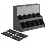 ServSense Black 8-Section Vertical Countertop Condiment Organizer with Header Decals - 5 3/4