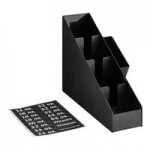 ServSense Black 8-Section Vertical Countertop Condiment Organizer with Header Decals - 5 3/4
