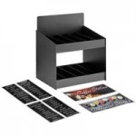 ServSense Black 8-Section Vertical Countertop Condiment Organizer with Header Decals - 5 3/4