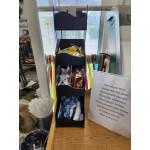 ServSense Black 8-Section Vertical Countertop Condiment Organizer with Header Decals - 5 3/4