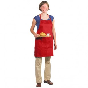 Chef Revival Red Poly-Cotton Customizable Bib Apron with 1 Pocket - 30