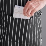 Choice Black and White Chalk Stripe Poly-Cotton Adjustable Bib Apron with 2 Pockets - 32