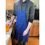 Choice Black and White Chalk Stripe Poly-Cotton Adjustable Bib Apron with 2 Pockets - 32