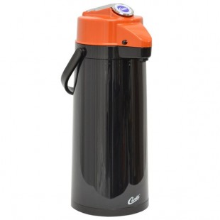 Curtis TLXA2203G000D 2.2 Liter Black Lever Airpot with Glass Liner and Orange Top - 6/Case