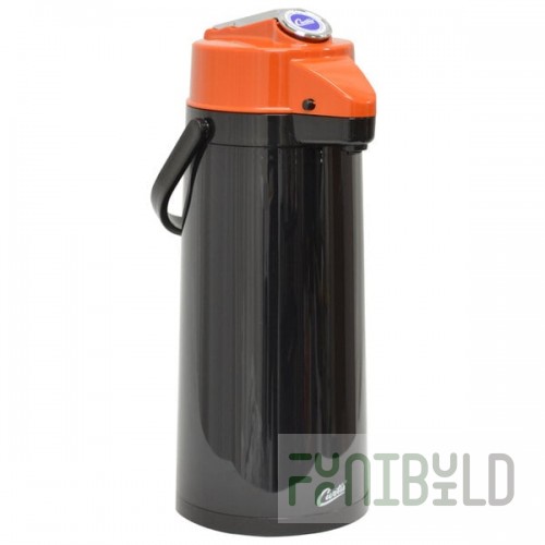 Curtis TLXA2203G000D 2.2 Liter Black Lever Airpot with Glass Liner and Orange Top - 6/Case