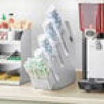ServSense Stainless Steel 4-Section Slanted Countertop Cup / Lid Organizer with Straw Attachment