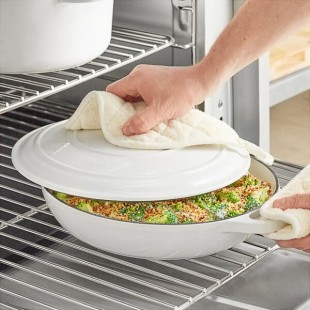 Valor 3.25 Qt. Arctic White Enameled Cast Iron Brazier / Casserole Dish with Cover Valor 3.25 Qt. Arctic White Enameled Cast Iron Brazier / Casserole Dish with Cover