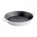 Valor 3.25 Qt. Arctic White Enameled Cast Iron Brazier / Casserole Dish with Cover