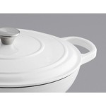 Valor 3.25 Qt. Arctic White Enameled Cast Iron Brazier / Casserole Dish with Cover