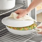 Valor 3.25 Qt. Arctic White Enameled Cast Iron Brazier / Casserole Dish with Cover