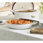 Valor 3.25 Qt. Arctic White Enameled Cast Iron Brazier / Casserole Dish with Cover