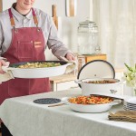 Valor 3.25 Qt. Arctic White Enameled Cast Iron Brazier / Casserole Dish with Cover