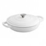 Valor 3.25 Qt. Arctic White Enameled Cast Iron Brazier / Casserole Dish with Cover