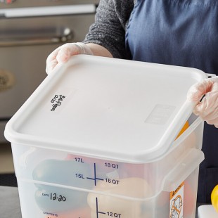Vigor 12, 18, and 22 Qt. White Square Polypropylene Food Storage Container Lid Vigor 12, 18, and 22 Qt. White Square Polypropylene Food Storage Container Lid