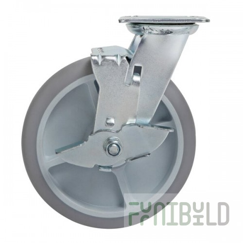 Lavex Swivel Plate Caster with Brake for Large Housekeeping Carts