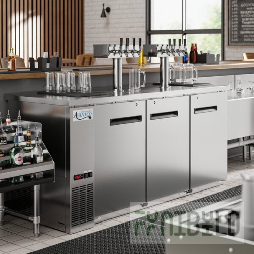 Avantco Stainless Steel Kegerator / Beer Dispenser with 2 Quadruple Tap Towers - (3) 1/2 Keg Capacity