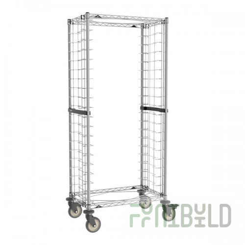 Metro RS3K4S Super Erecta Metroseal Gray Epoxy 20 Pan Side Load Bun / Sheet Pan Rack with Non-Marking Casters - Unassembled