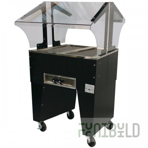 Advance Tabco B2-120-B Open Base Everyday Buffet Stainless Steel Two Pan Electric Hot Food Table - Open Well - 120V